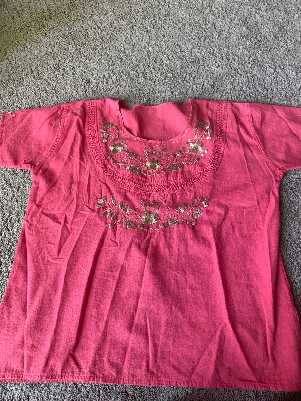 Pink Embroidered Scoop Neck Top